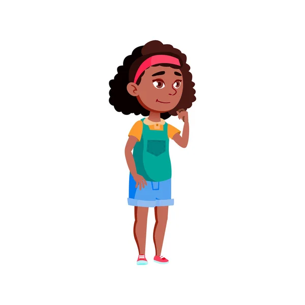 Юная африканская девушка смотрит развлекательный фокус на векторе справедливого мультфильма — стоковый вектор