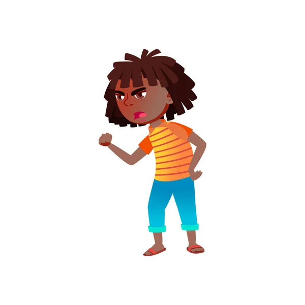 Crazy african girl kid screaming at little brother in house cartoon vector — Stock Vector