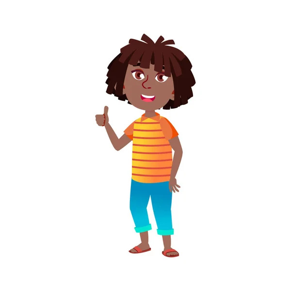 Šťastný africký dívka palec nahoru nejlepší přítel v tělocvičně karikatura vektor — Stockový vektor