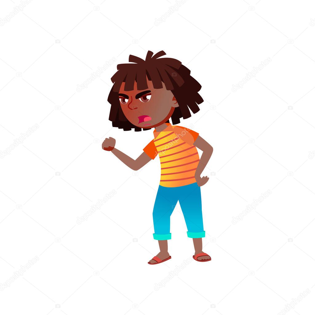 crazy african girl kid screaming at little brother in house cartoon vector
