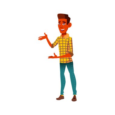 Afrikalı çocuk kampüs aile karikatür vektörü gösteriyor.