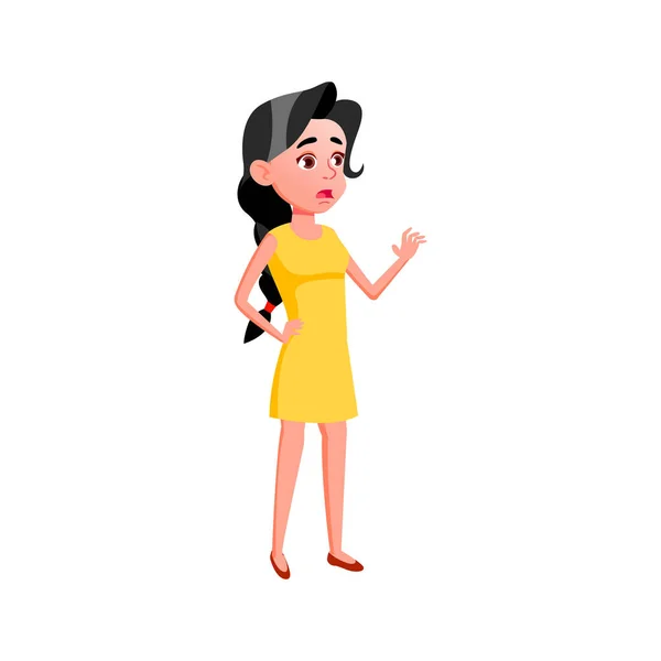 Šokované dívka při pohledu na sezónní slevu v obchodě s oblečením karikatura vektor — Stockový vektor