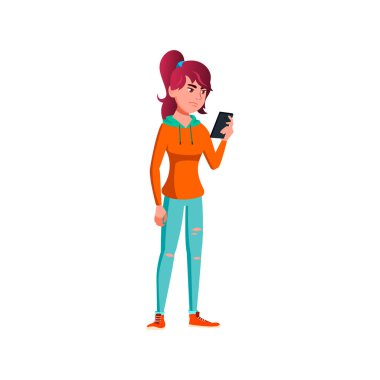 Üzgün kız sosyal medya karikatür vektöründeki fotoğrafı için nefret yorumunu okudu