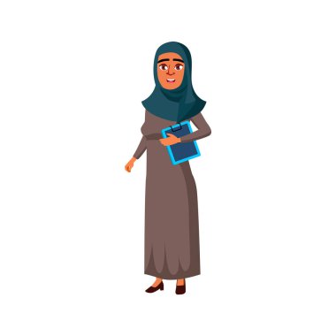 İslami kadın şirket çalışanı, karikatür listesi vektörü.