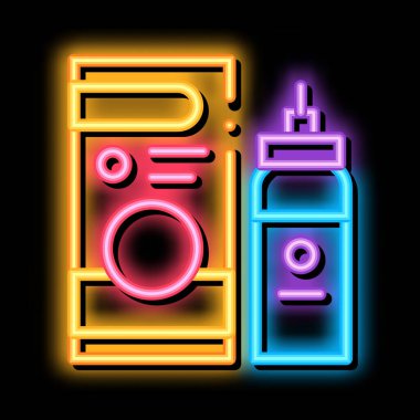 İlaçlar astım tedavisi neon ışığı vektörü. Parlak ikon ilaçları astım tedavisi işareti. şeffaf sembol çizimi