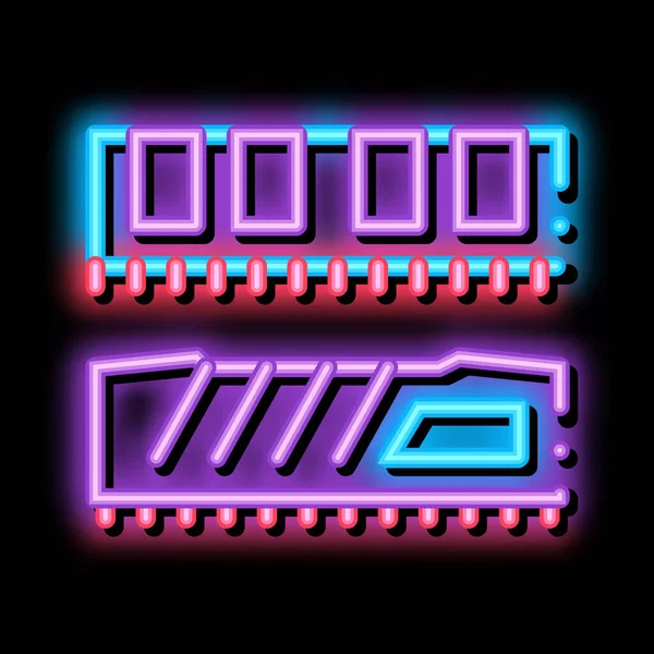 Riser Speicherkarten Neon Licht Signalvektor Leuchtend Helle Icon Riser Speicherkarten — Stockvektor