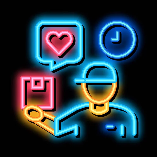 Bestellen Snelle Levering Neon Licht Teken Vector Gloeiend Helder Pictogram — Stockvector