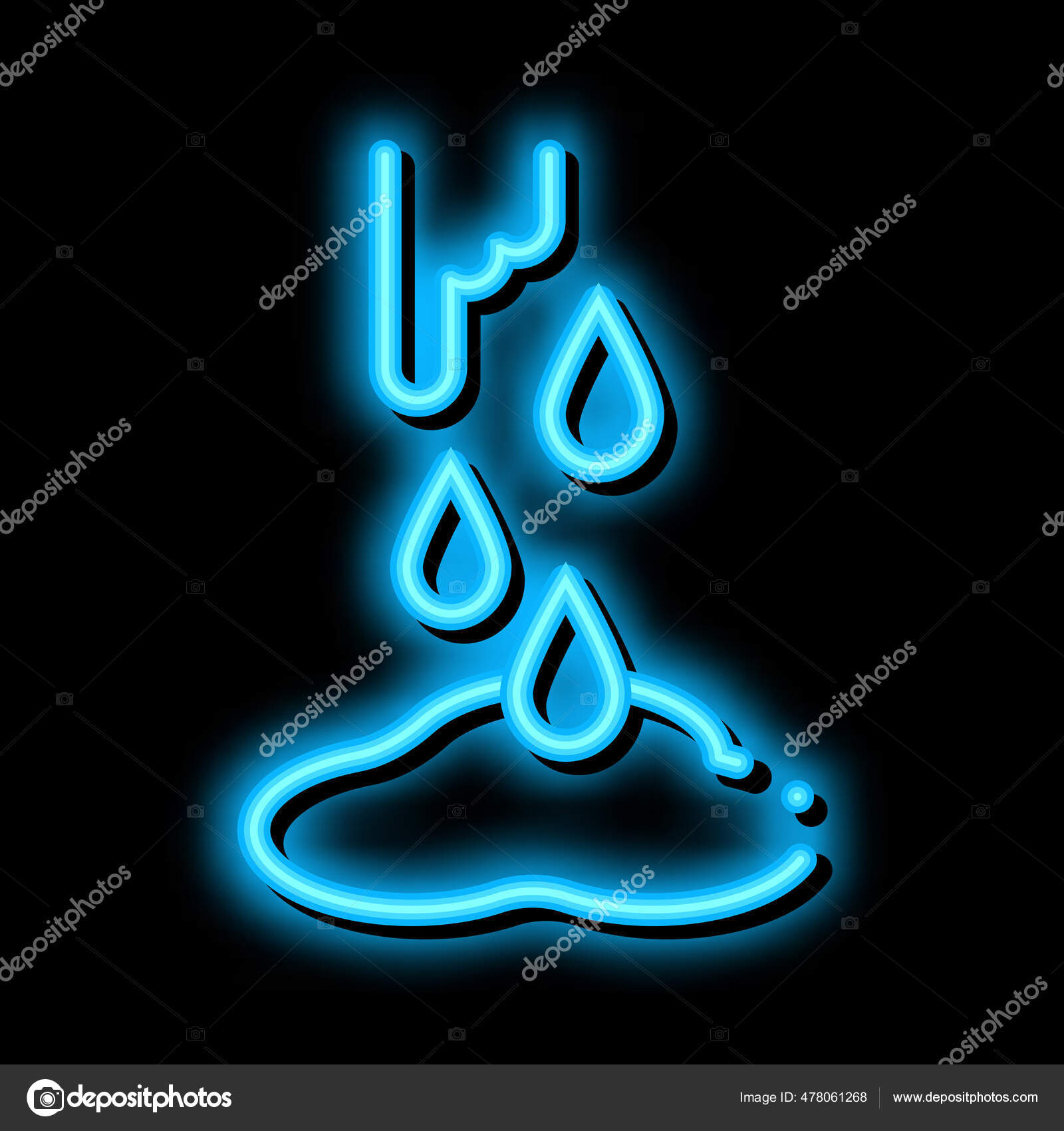 Water Broke Neon Light Sign Vector Glowing Bright Icon Water Stock