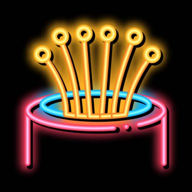 Optik fiber kablolar neon ışık işareti vektörü. Parlak ikon optik fiber kablo işareti. şeffaf sembol çizimi