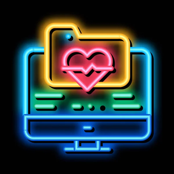 电子保健卡霓虹灯符号矢量 光彩夺目的图标电子保健卡标志 透明的符号说明 — 图库矢量图片