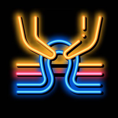 Damarlar tıbbi tedavi neon ışığı taşıyıcısı. Parlak ikon damarları tıbbi tedavi işareti. şeffaf sembol çizimi