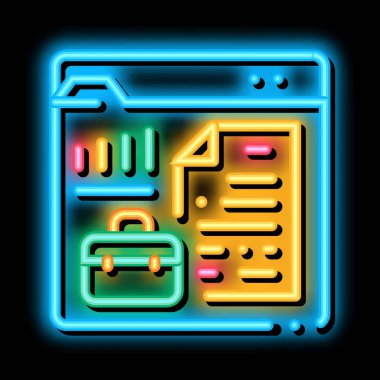 Denetim neon ışığı vektörü için şirket işi. Denetim işareti için parlak bir simge şirketi davası. şeffaf sembol çizimi