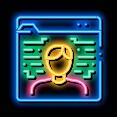 İnsan elektronik kimlik, neon ışık işareti vektörü. Parlak ikon insan elektronik kimlik işareti. şeffaf sembol çizimi