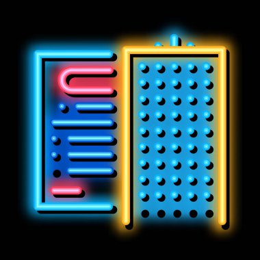 Şirket politikası neon ışığı vektörü. Parlak ikon şirket politikası işareti. şeffaf sembol çizimi