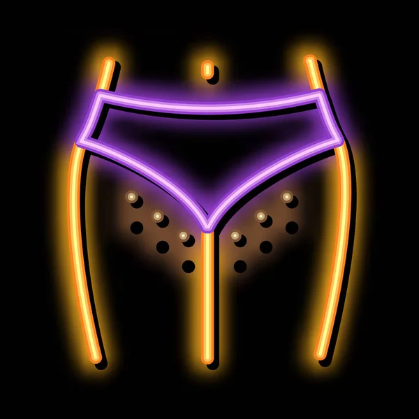 Haarige Bikini Zone Neon Lichtsignalvektor Leuchtend Helles Symbol Haarige Bikini — Stockvektor