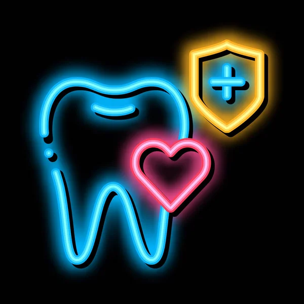 Dentist Teeth Insurance Neon Light Sign Vector Glowing Bright Icon — Stock Vector