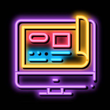Web sitesi projesi neon ışığı vektörü. Parlak simge web sitesi işareti. şeffaf sembol çizimi