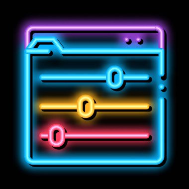 Renk rgb ayarı neon ışık işareti vektörü. Parlak simge rengi rgb ayarı işareti. şeffaf sembol çizimi