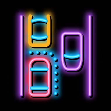 Park yardım sistemi neon ışığı vektörü. Parlak ikon park yardım sistemi işareti. şeffaf sembol çizimi