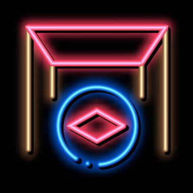 Kusursuz kumaş tavanlar, neon ışıklı işaret vektörü. Parlak simgesi, dikişsiz kumaş tavanı. şeffaf sembol çizimi