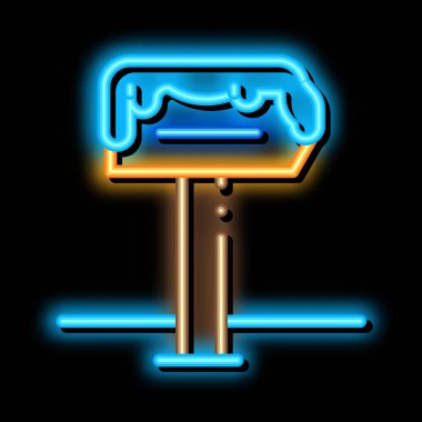 Karlı isim levhası neon ışığı vektörü. Parlak ikon karlı isim levhası. şeffaf sembol çizimi