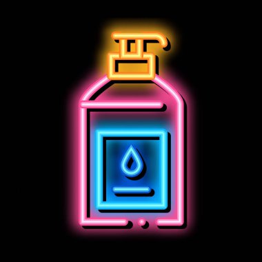 sıvı sabun şişesi neon parlak ikon illüstrasyonu