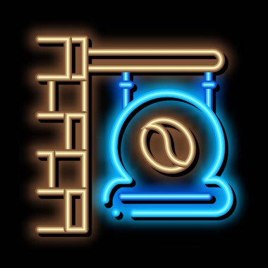 Kafe adı neon ışıklı ikon illüstrasyonu