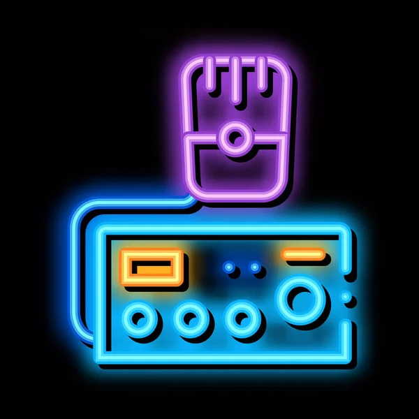 Politie radio neon gloeien pictogram illustratie — Stockvector