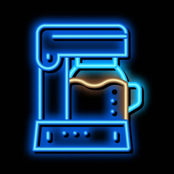 Kaffeemaschine Neon Glow Ikone Illustration — Stockvektor