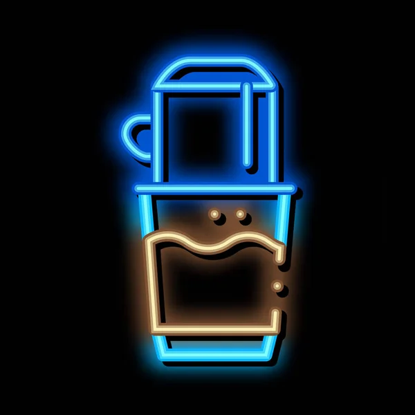 Kávéfőző gép neon izzás ikon illusztráció — Stock Vector
