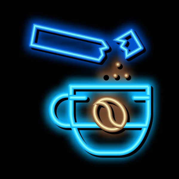 Café avec du sucre néon icône lueur illustration — Image vectorielle