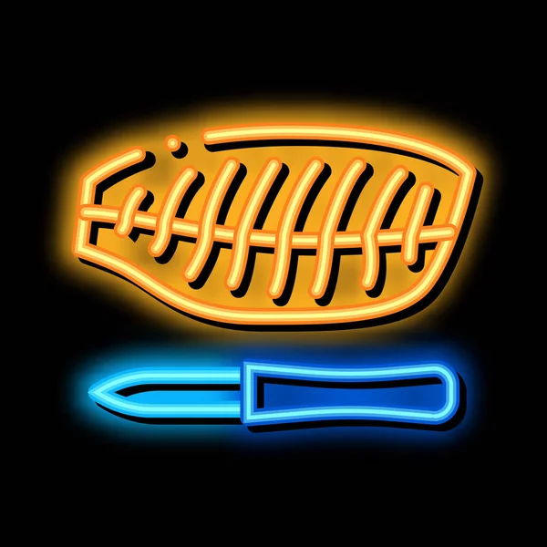 Ryba filet neon blask ikona ilustracja — Wektor stockowy