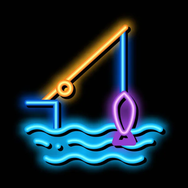 Wędka neon blask ikona ilustracja — Wektor stockowy