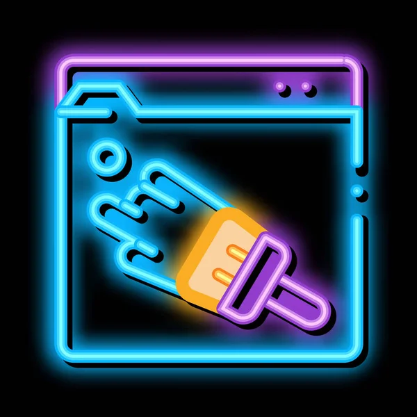 Web site painting neon glow icon illustration — Stock Vector