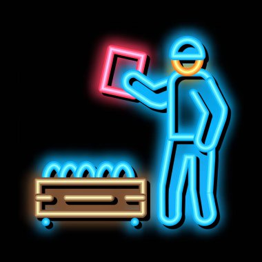 mantar çiftliği çalışanı simge vektör çizimi çizimi