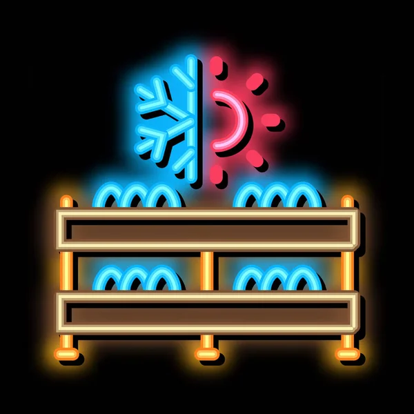 Grzyb gospodarstwa temperatura neon blask ikona ilustracja — Wektor stockowy