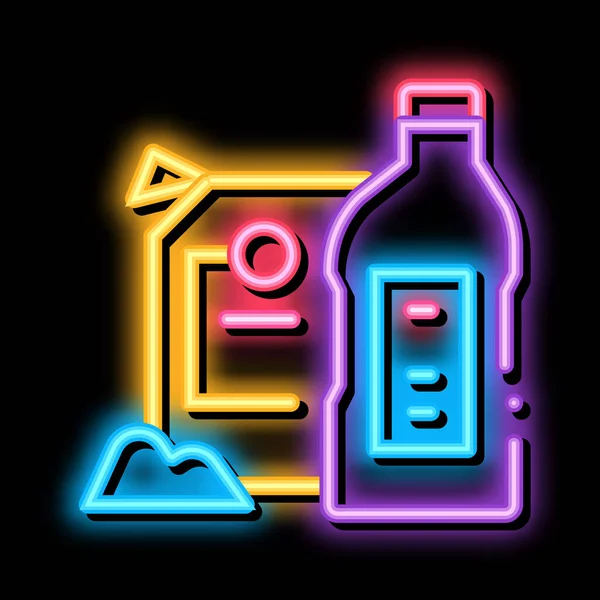 Lefolyó tisztító szer neon izzás ikon illusztráció — Stock Vector