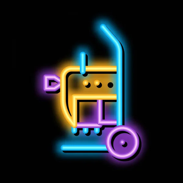 Odvodňovací čisticí stroj na ikonu neonové záře košíku — Stockový vektor