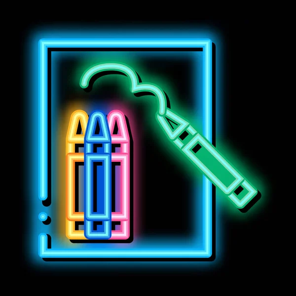 Festmény kép neon izzás ikon illusztráció — Stock Vector