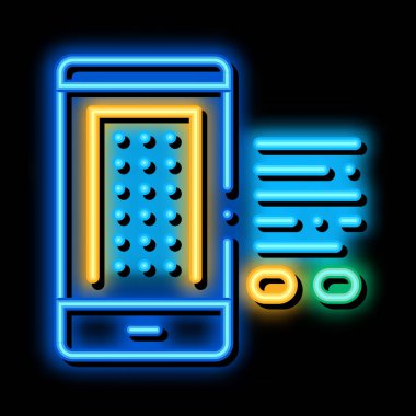 akıllı ev telefonu uygulaması neon ışıklı simge illüstrasyonu