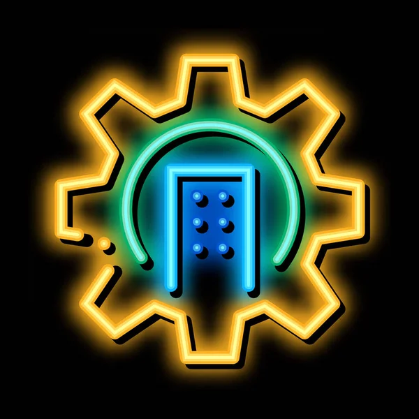 Inteligentny dom mechaniczny bieg neon blask ikona ilustracja — Wektor stockowy