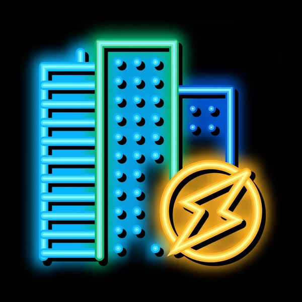 Ville énergie néon éclat icône illustration — Image vectorielle