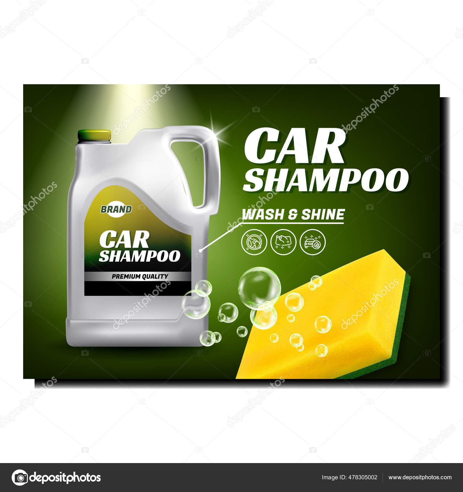 Auto Shampoo Kreative Werbeplakat Vektor Stock-Vektorgrafik von