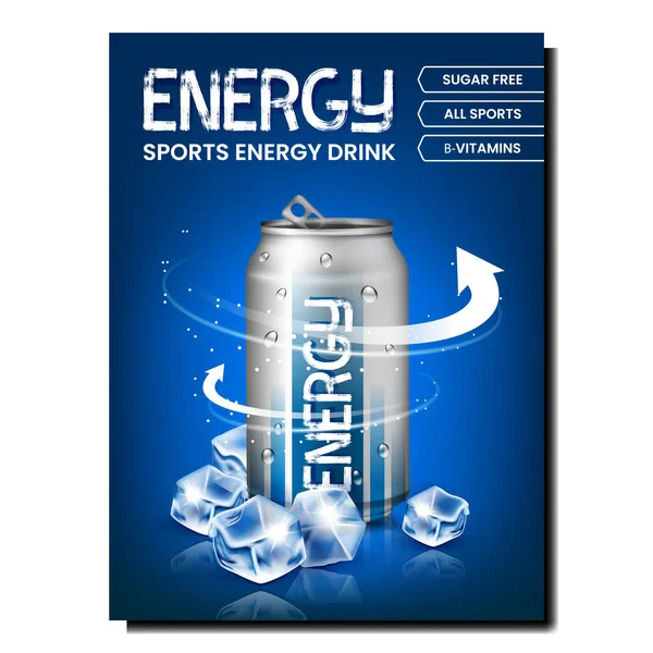 Sport Energy Drink Werbeplakat Vektor — Stockvektor