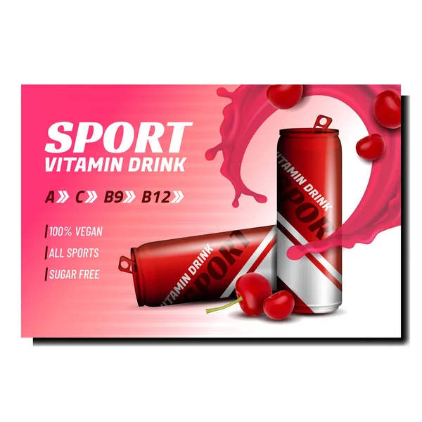 Sport Vitamin Drink Werbeplakat Vektor — Stockvektor