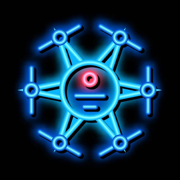 Elektroniczny Wektor Neonowych Znaków Świetlnych Świecące Światło Ikony Dron Elektroniczny — Wektor stockowy