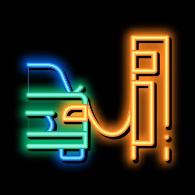 yakıt ikmali yapan neon ışıklı ikon illüstrasyonu