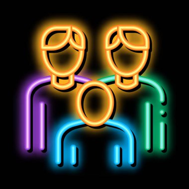 Erkekler homoseksüel aile ve çocuk neon ışıklı ikon resimleme