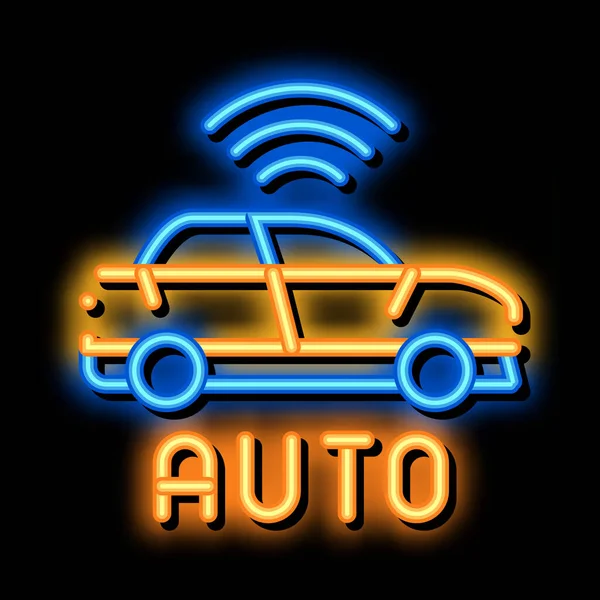 Electro auto neon auto bagliore icona illustrazione — Vettoriale Stock