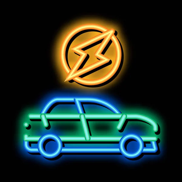 Elektro bil neon glöd ikon illustration — Stock vektor